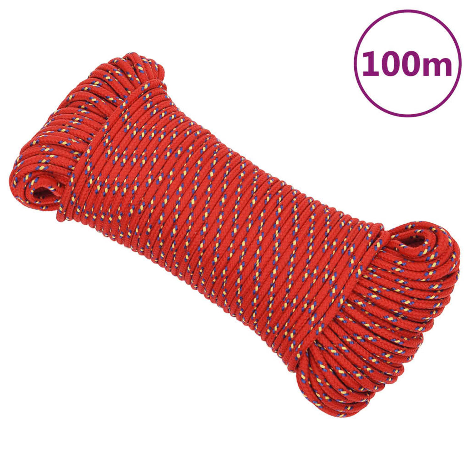 Vidaxl Boottouw 3 Mm 100 M Polypropyleen - Rood