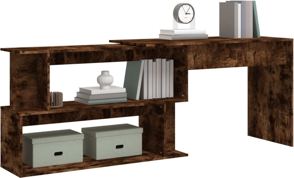 Vidaxl Hoekbureau 200x50x76 Cm Bewerkt Hout Gerookt Eikenkleur - Bruin