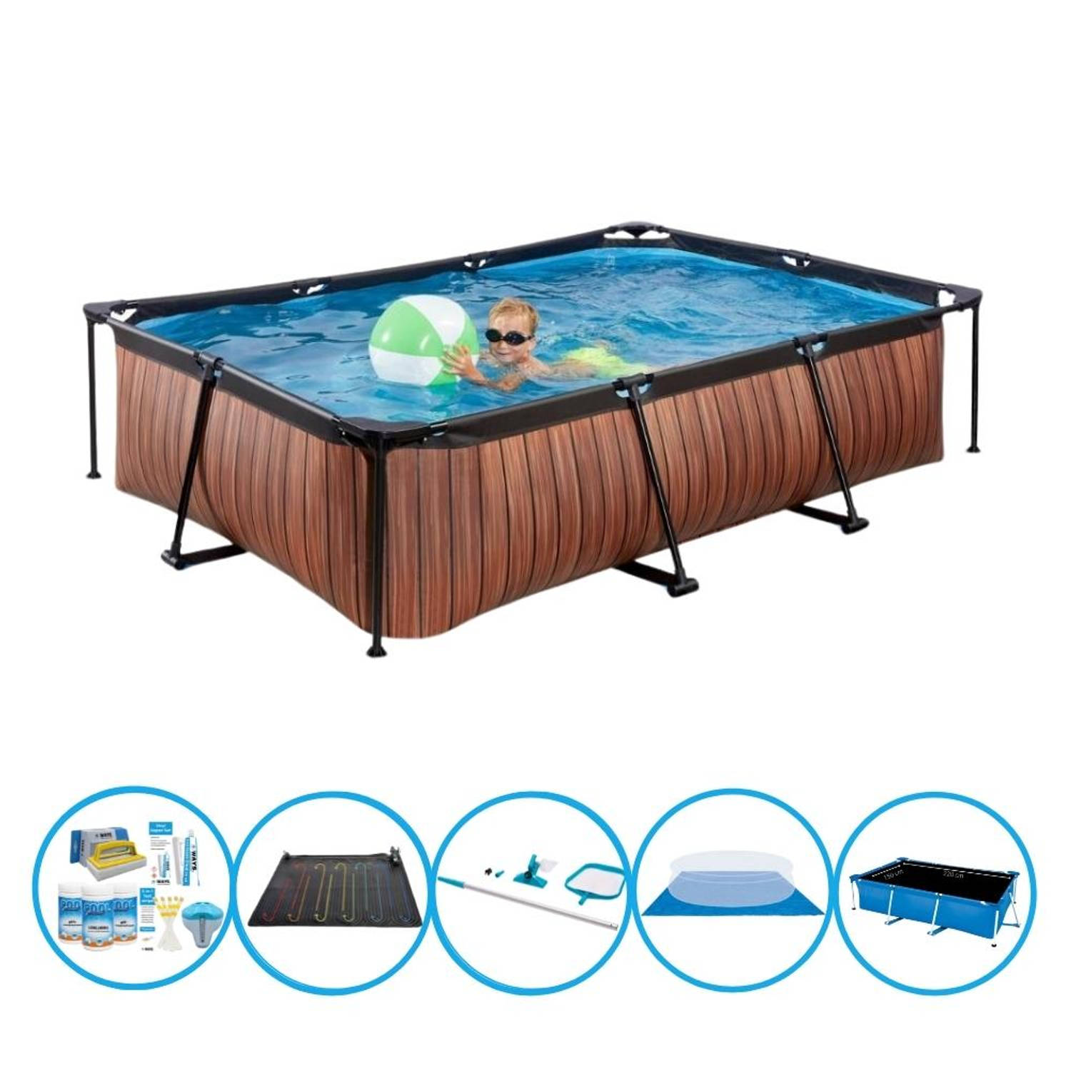 EXIT Toys Exit Zwembad Timber Style - Frame Pool 300x200x65 Cm - Zwembad Bundel - Bruin