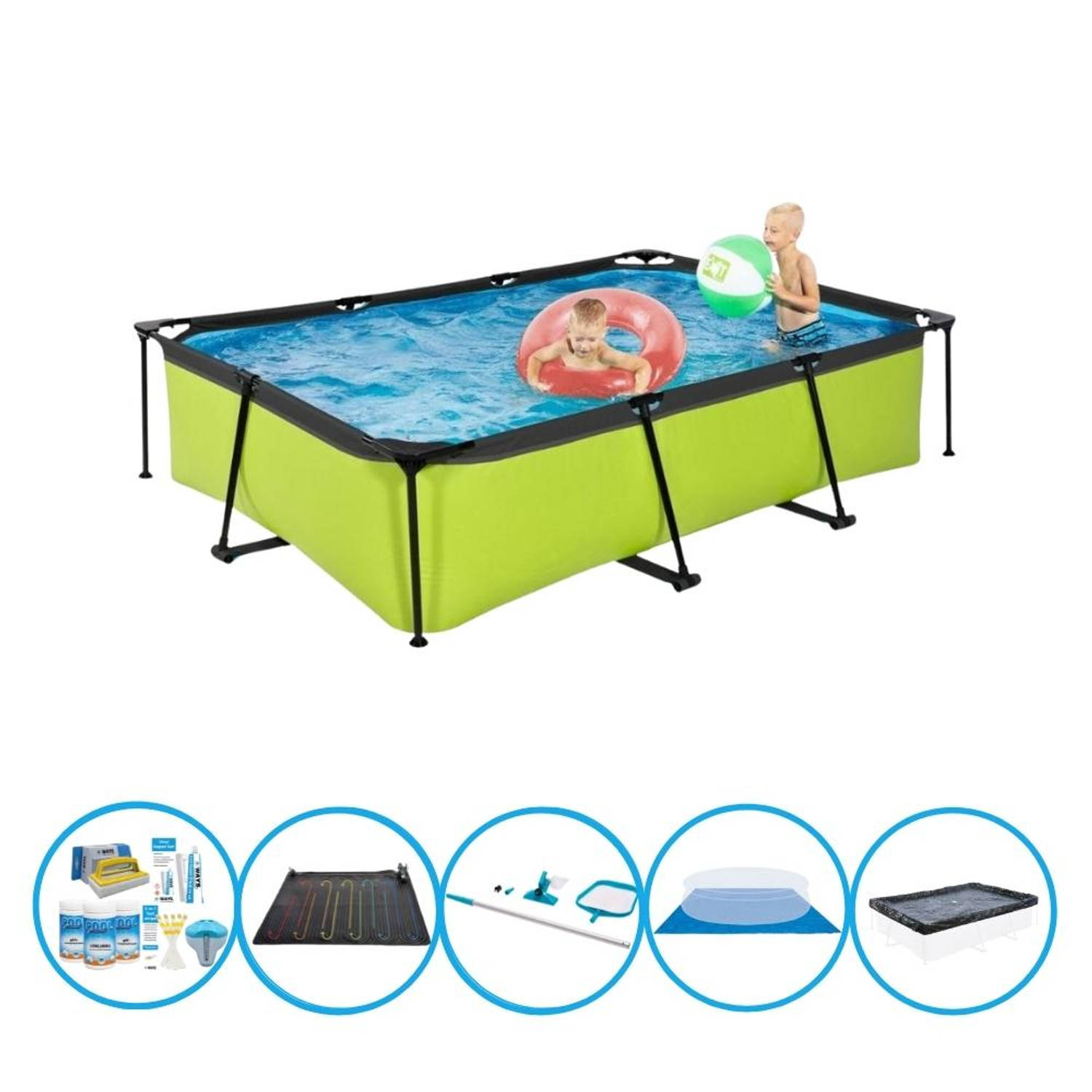 EXIT Toys Exit Zwembad Lime - Frame Pool 300x200x65 Cm - Inclusief Accessoires - Groen