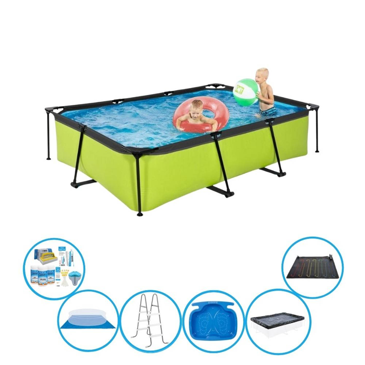 EXIT Toys Exit Zwembad Lime - Frame Pool 300x200x65 Cm - Inclusief Toebehoren - Groen