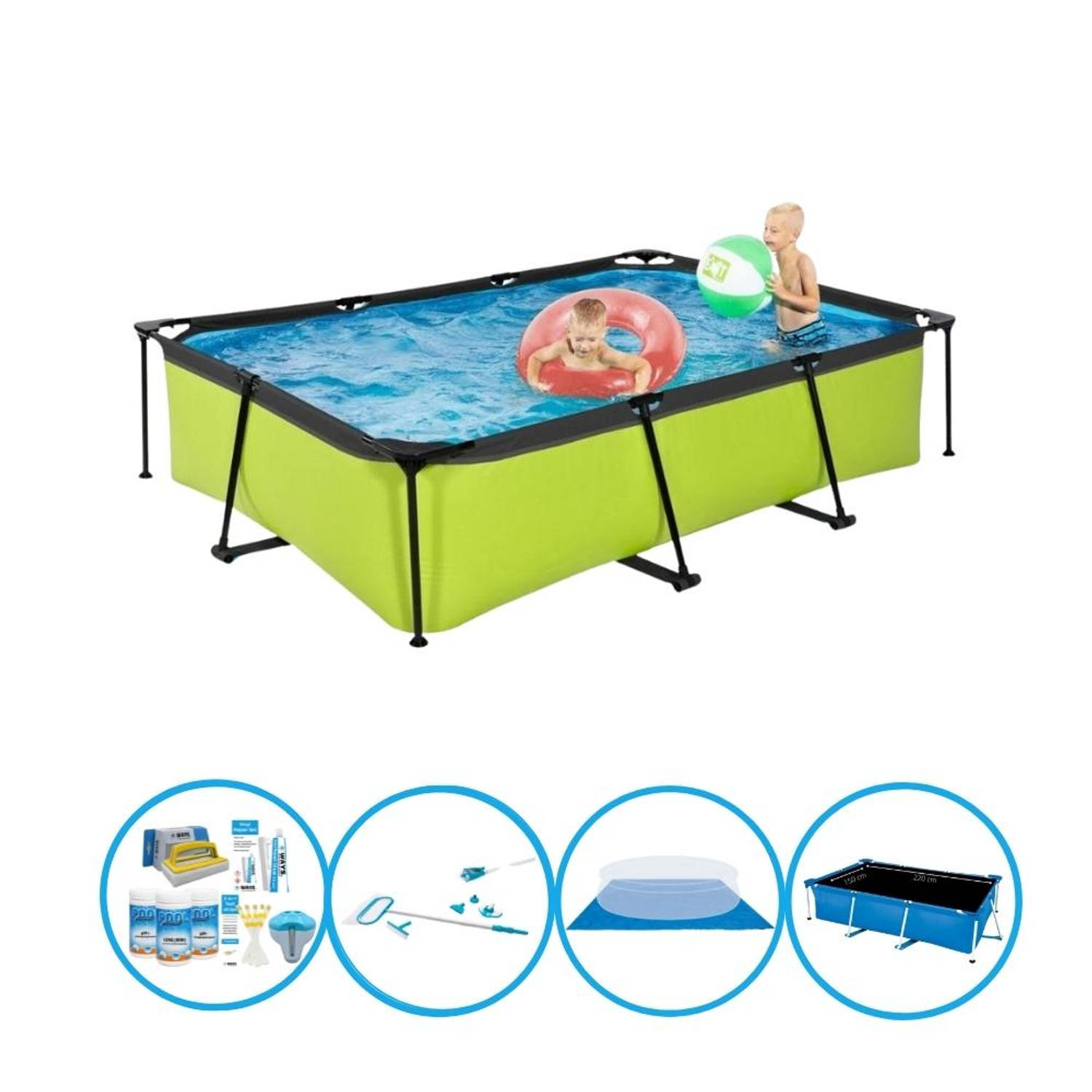 EXIT Toys Exit Zwembad Lime - Frame Pool 300x200x65 Cm - Plus Accessoires - Groen