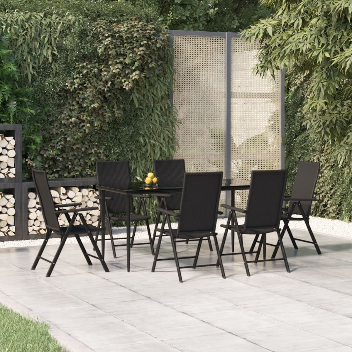 Vidaxl 7-delige Tuinset Poly Rattan - Negro