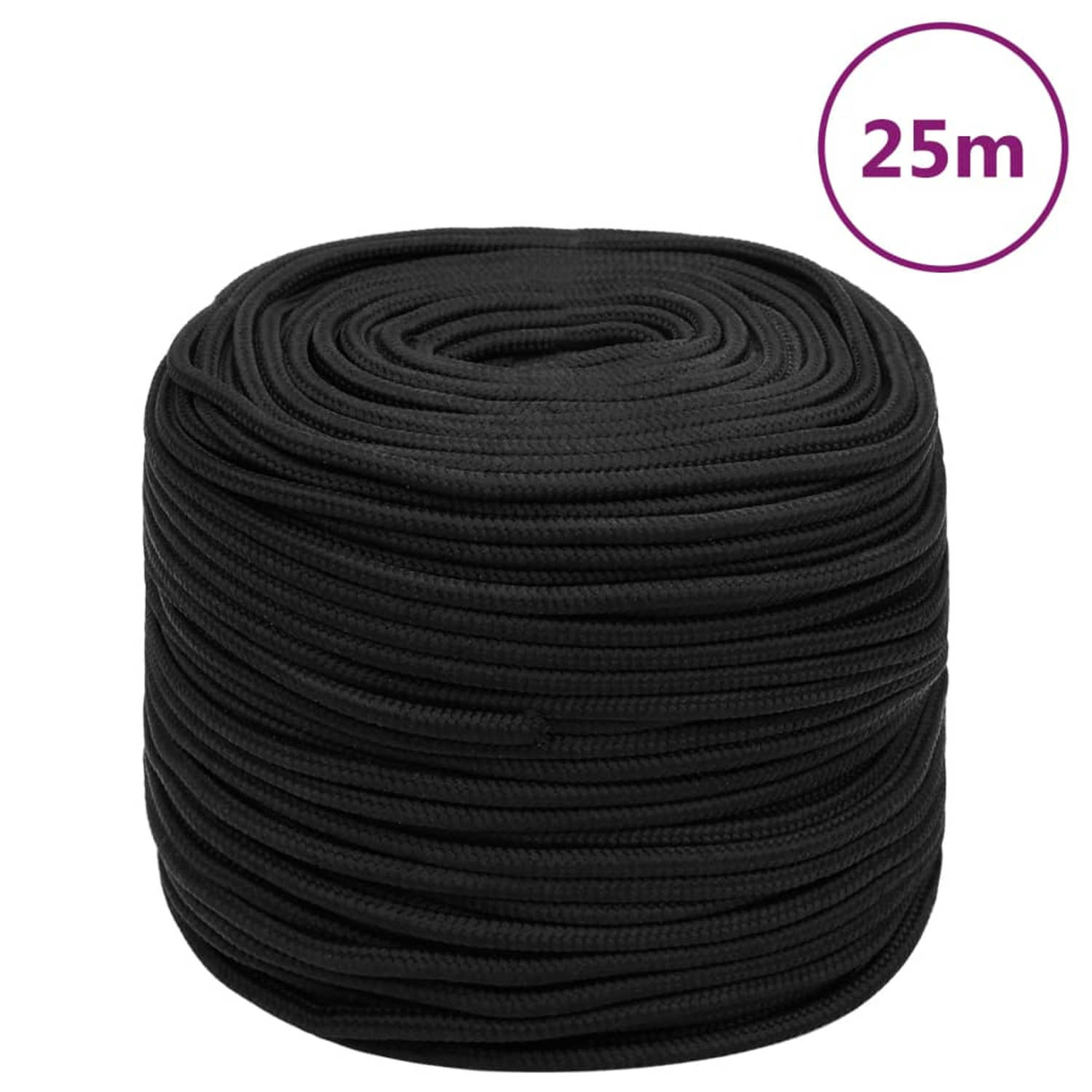 Vidaxl Boottouw 6 Mm 25 M Polypropeen - Zwart