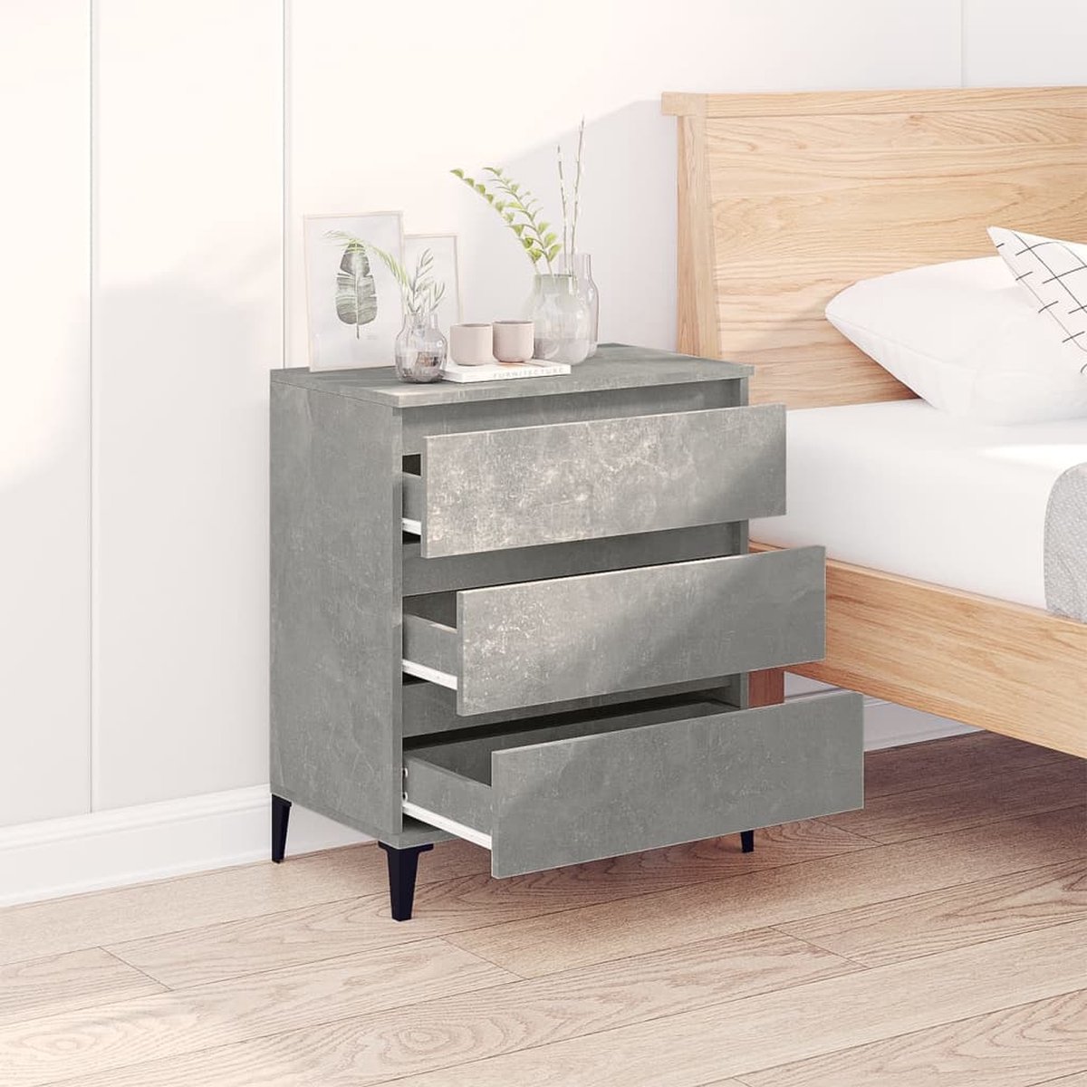 Vidaxl Dressoir 60x35x70 Cm Bewerkt Hout Beton - Grijs