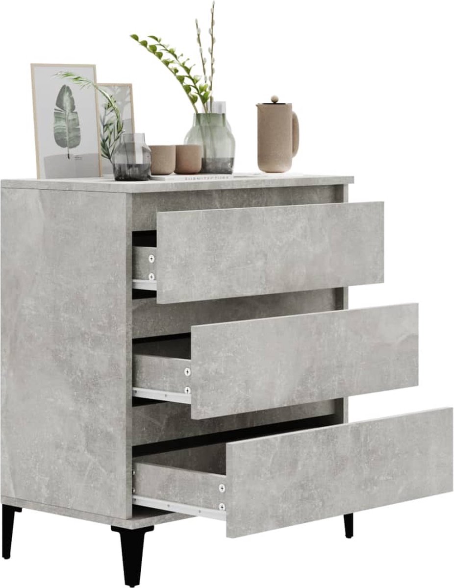 Vidaxl Dressoir 60x35x70 Cm Bewerkt Hout Beton - Grijs