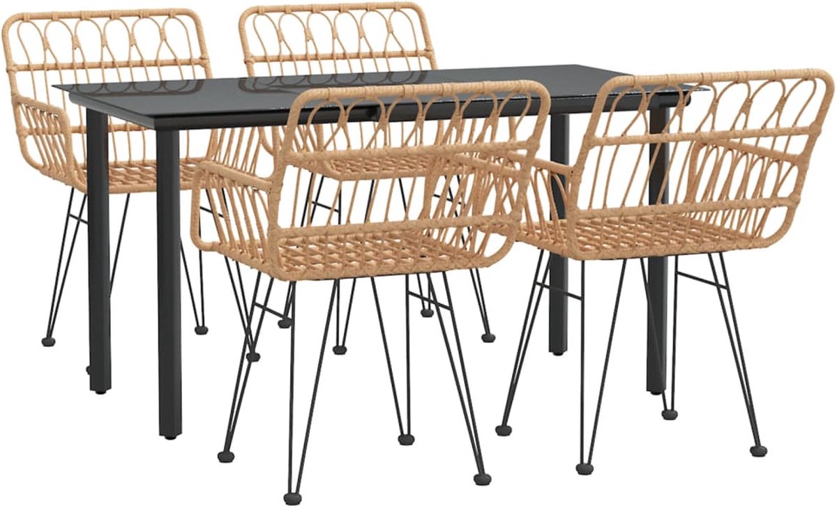 Vidaxl 5-delige Tuinset Poly Rattan - Bruin