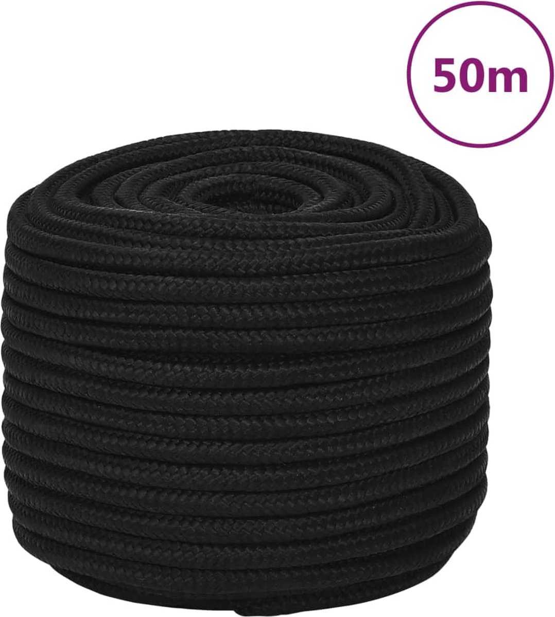 Vidaxl Werktouw 14 Mm 50 M Polyester Zwart