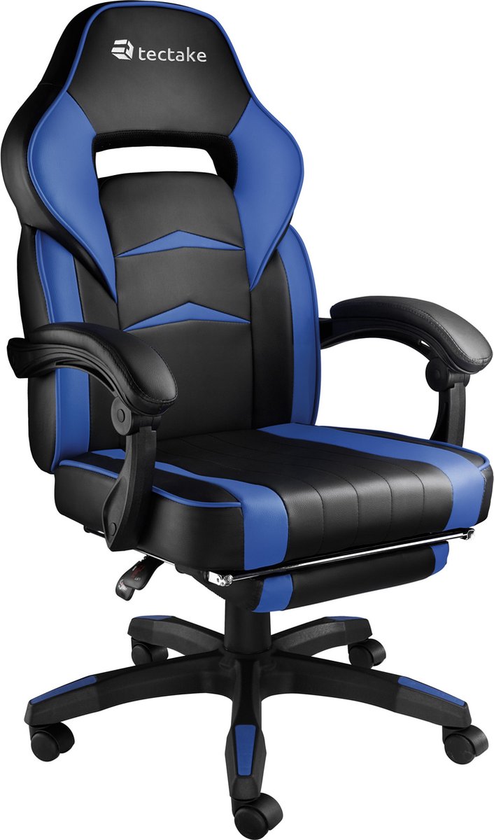 Tectake - Bureaustoel Comodo - Gamestoel - Zwart / Blauw - 404743