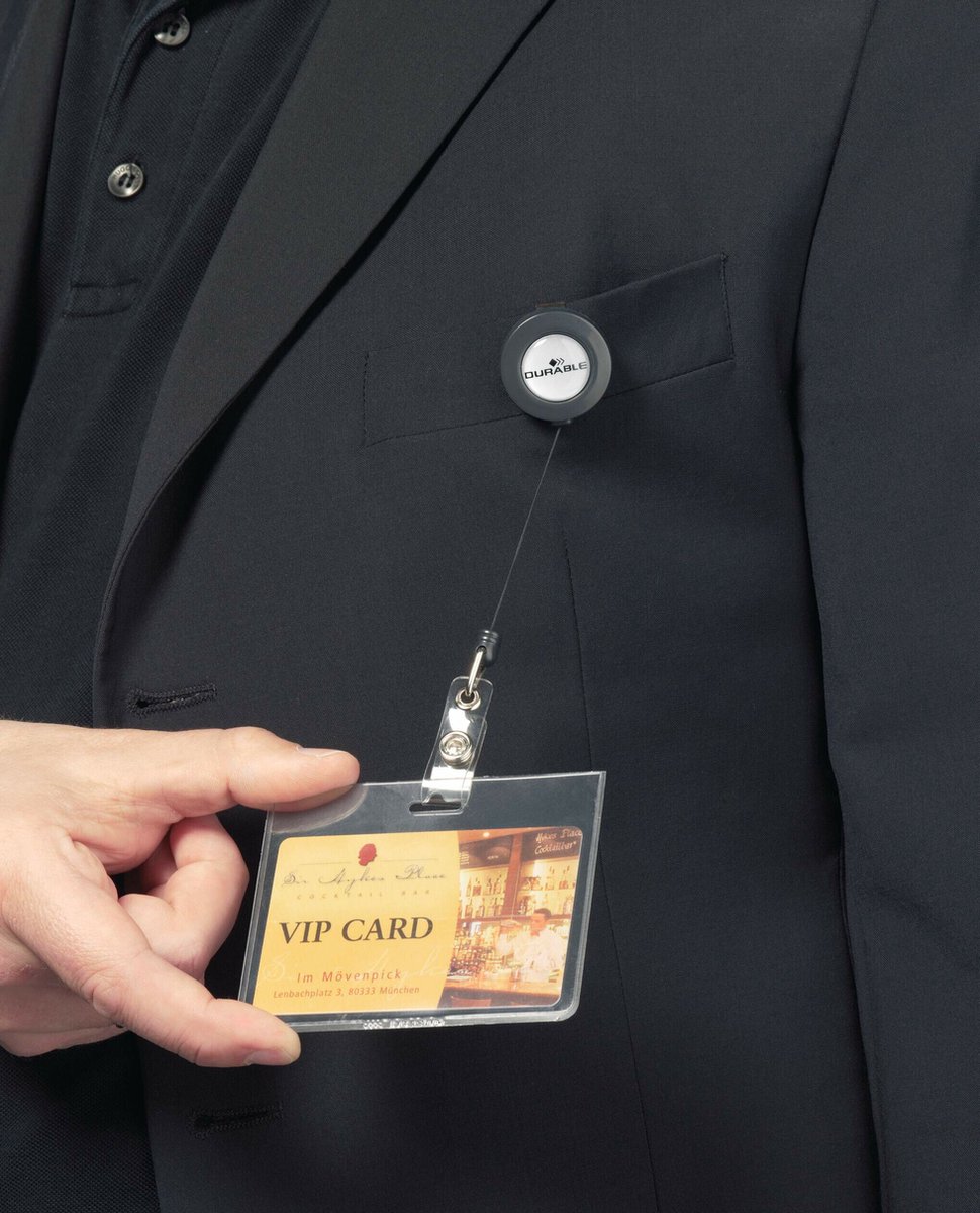 Huismerk Durable Badge Reel - 80 Cm - Antraciet - 10 Stuks