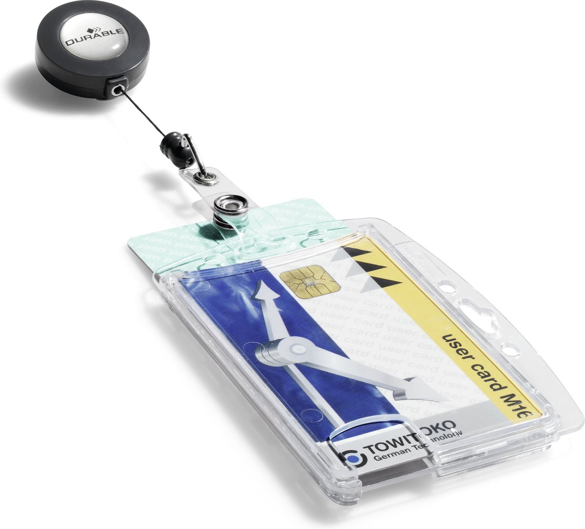 Huismerk Durable Kaarthouder - 8,5 X 5,4 Cm - Inclusief Badge Reel - 10 Stuks