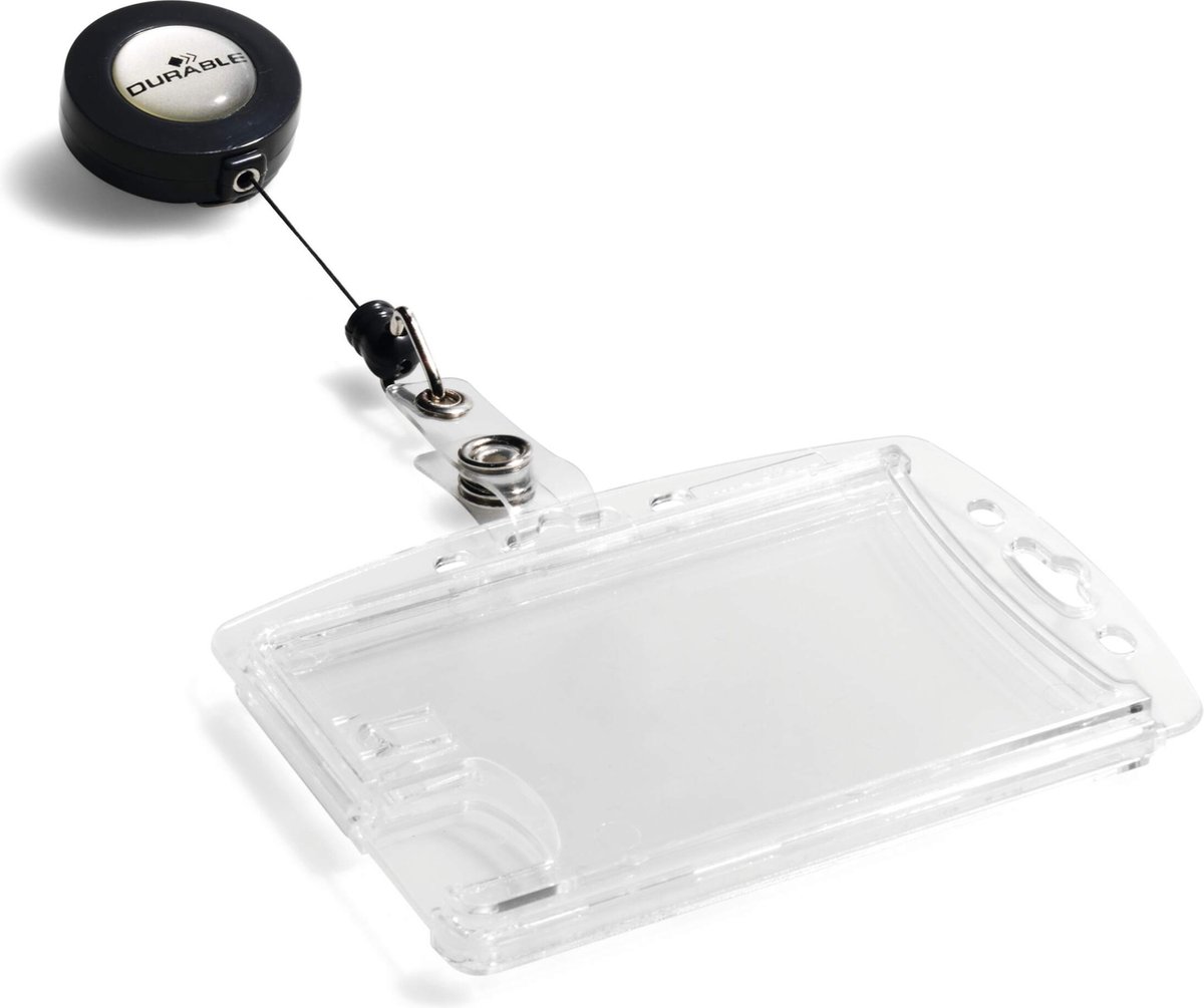 Huismerk Durable Kaarthouder - 8,5 X 5,4 Cm - Inclusief Badge Reel - 10 Stuks