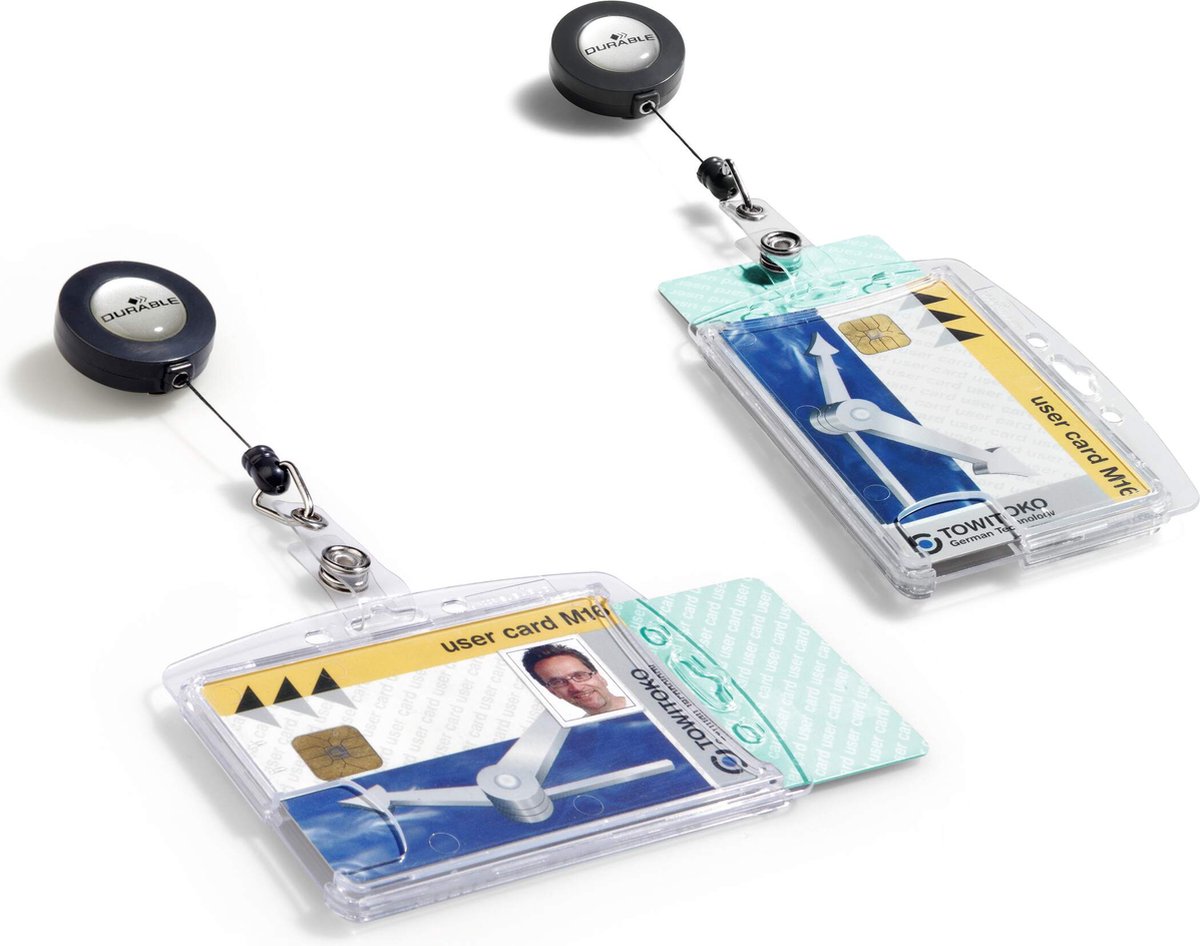 Huismerk Durable Kaarthouder - 8,5 X 5,4 Cm - Inclusief Badge Reel - 10 Stuks