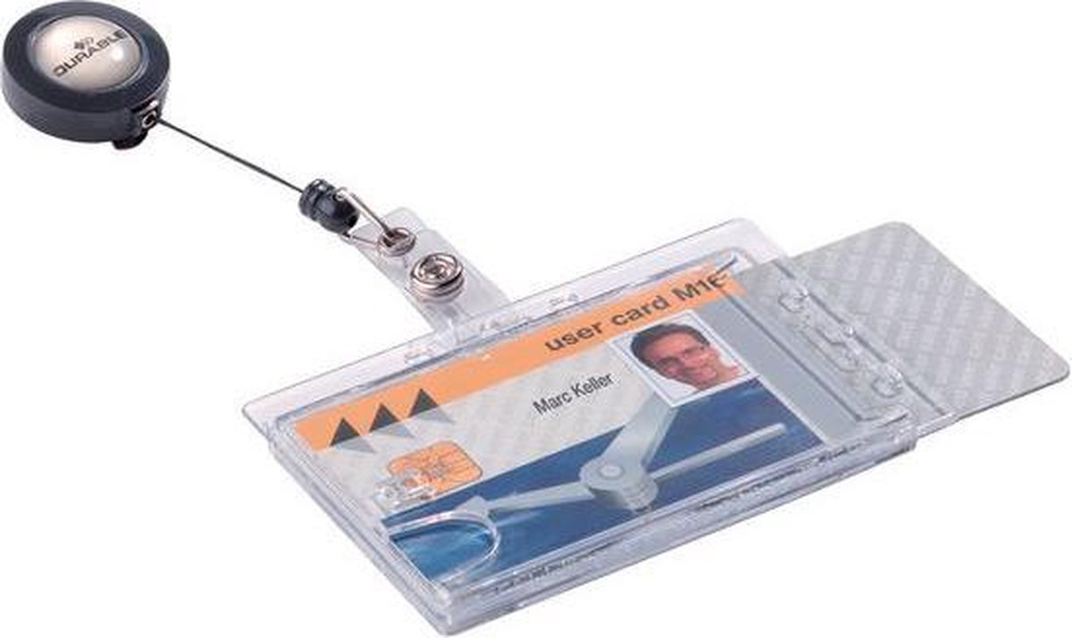 Huismerk Durable Kaarthouder - 8,5 X 5,4 Cm - Inclusief Badge Reel - 10 Stuks