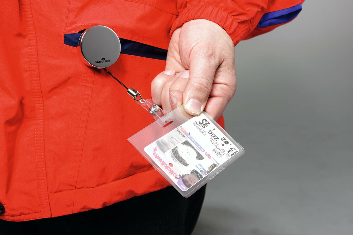 Huismerk Durable Badge Reel - 80 Cm - Zilver - 10 Stuks