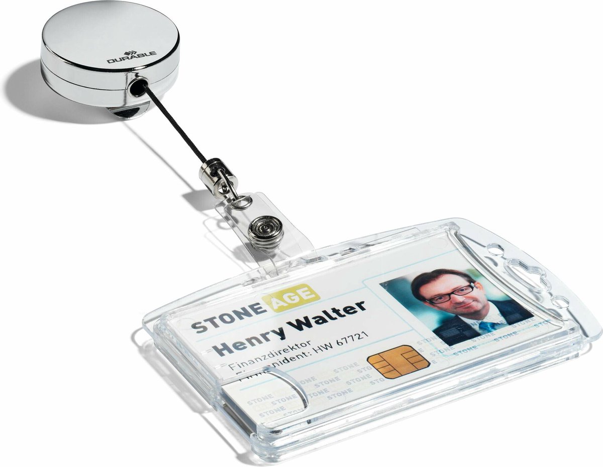 Huismerk Durable Badge Reel - 80 Cm - Zilver - 10 Stuks