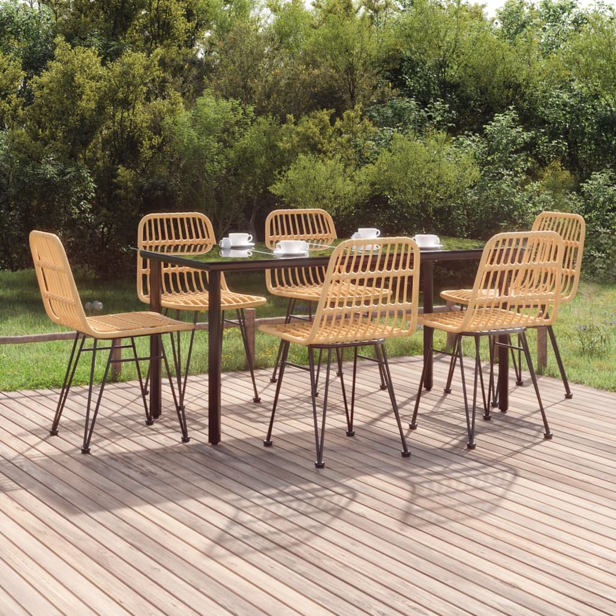 Vidaxl 7-delige Tuinset Poly Rattan - Bruin