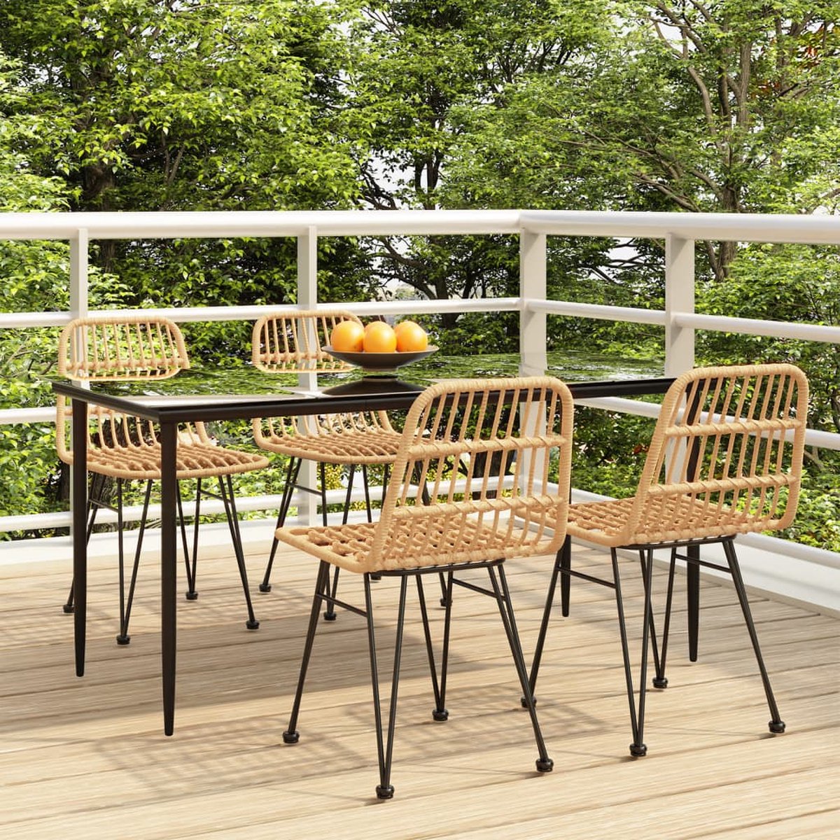 Vidaxl 5-delige Tuinset Poly Rattan - Bruin