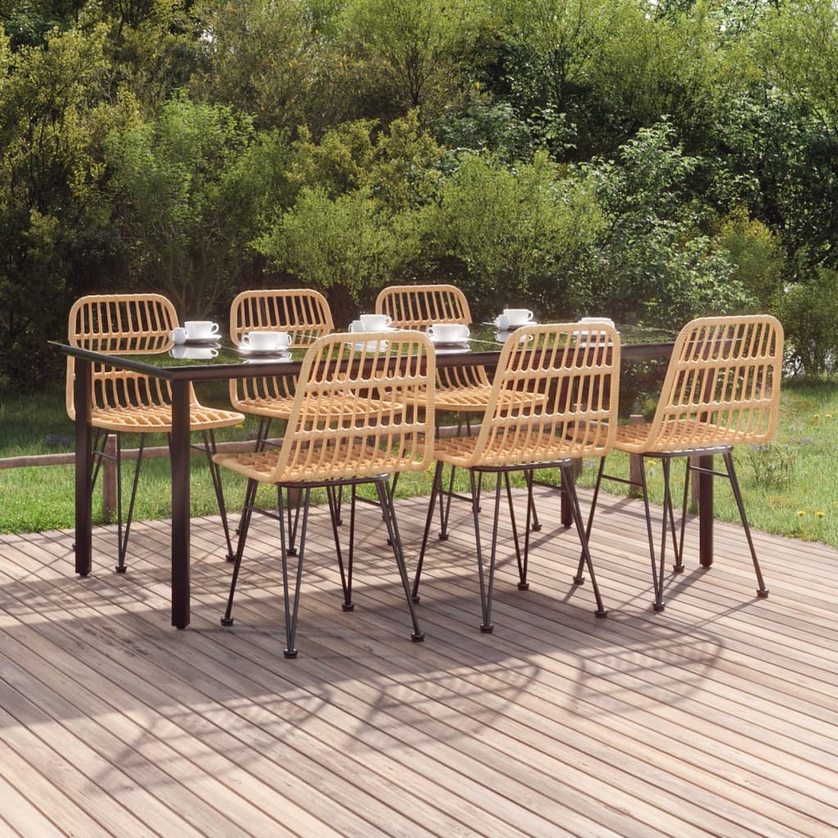 Vidaxl 7-delige Tuinset Poly Rattan - Bruin