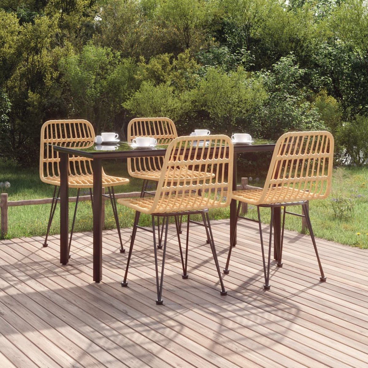 Vidaxl 5-delige Tuinset Poly Rattan - Marrón