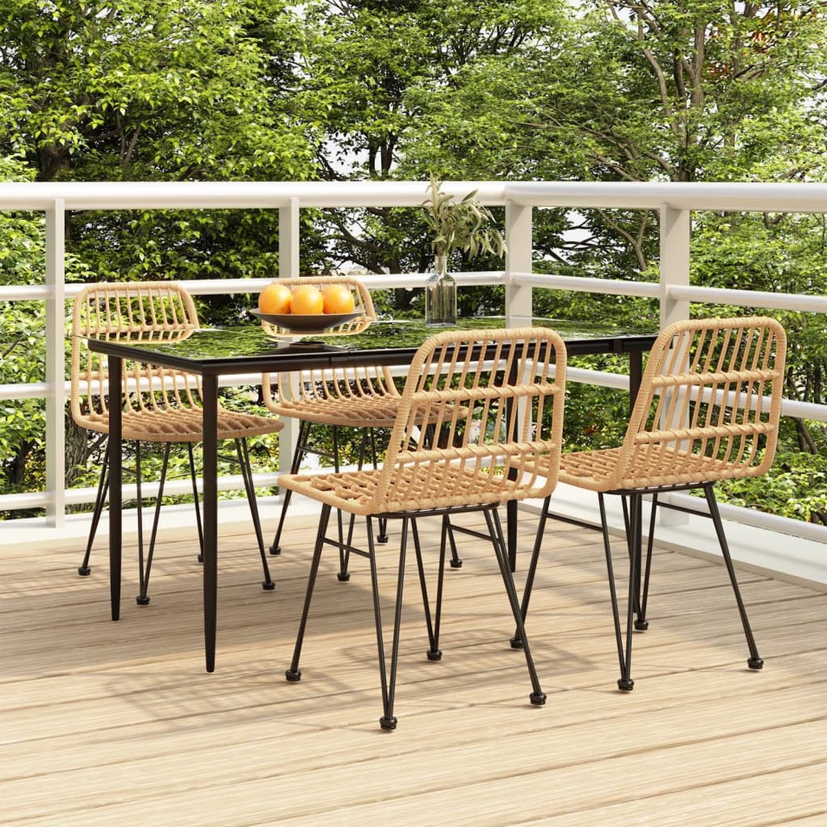 Vidaxl 5-delige Tuinset Poly Rattan - Bruin