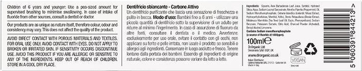Dr Organic Pasta De Dientes Blanqueante De CarbÃ³n Activado