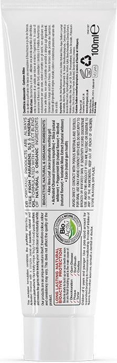 Dr Organic Pasta De Dientes Blanqueante De CarbÃ³n Activado