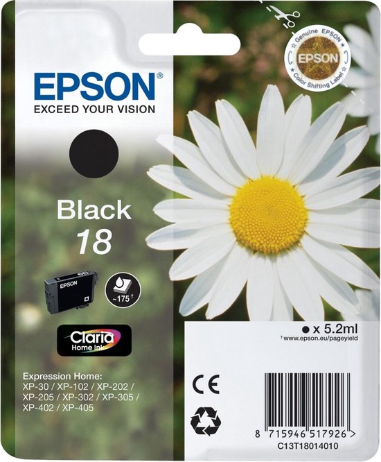 Epson T1801 Singlepack Claria Home Ink - Zwart