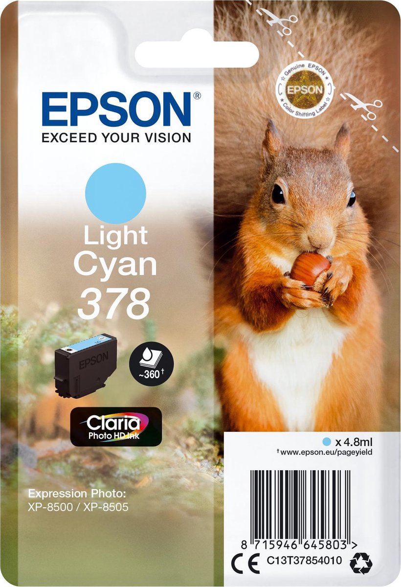 Epson 378 Singlepack Licht Cyaan Claria Photo HD Ink