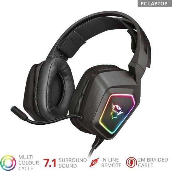 Trust GXT 450 Blizz RGB 7.1 Surround Gaming Headset - Zwart