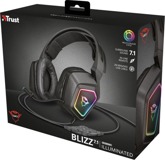 Trust GXT 450 Blizz RGB 7.1 Surround Gaming Headset - Zwart