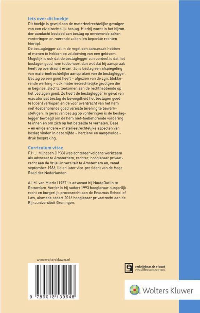 Wolters Kluwer Nederland B.V. Materieel beslagrecht