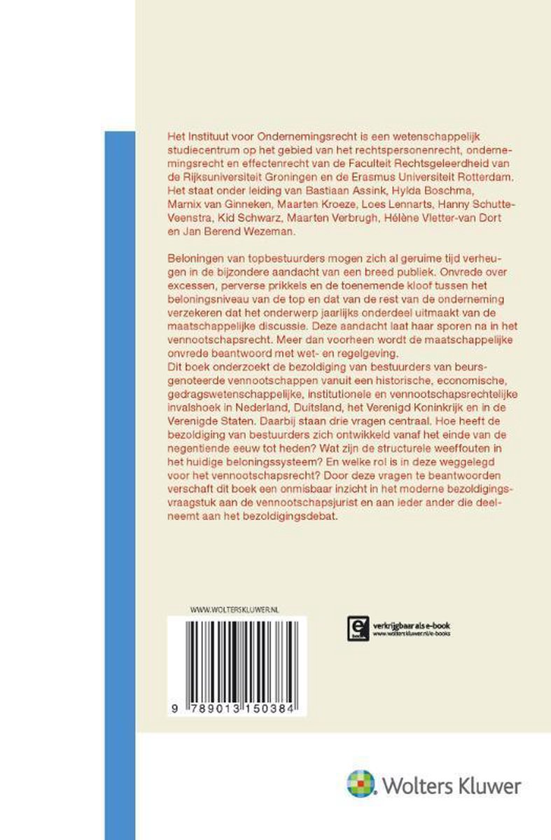 Wolters Kluwer Nederland B.V. De bezoldiging van bestuurders van beursgenoteerde vennootschappen
