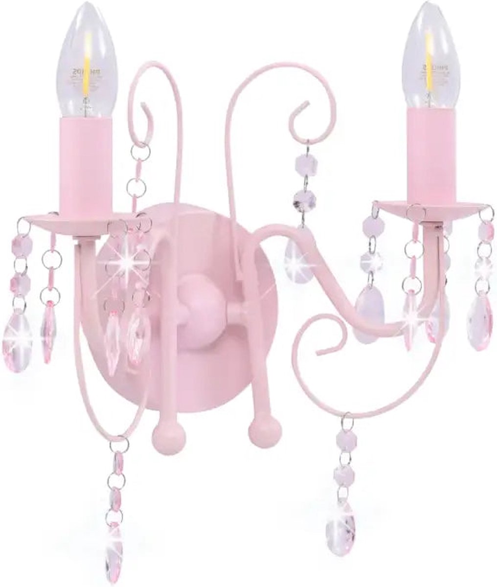 vidaXL Wandlamp met kralen 2 x E14 - Rosa