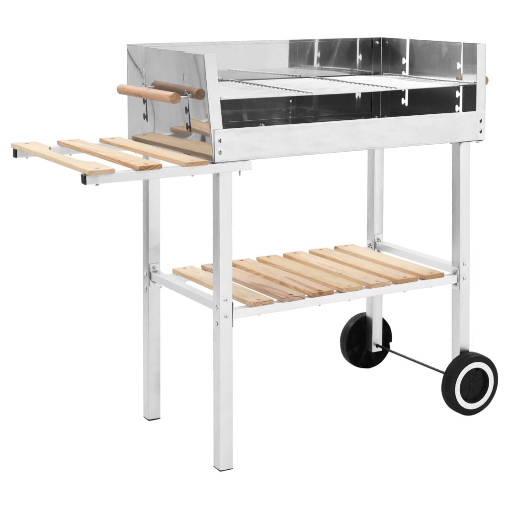 vidaXL Trolleybarbecue met 2 schappen houtskool XXL roestvrij staal - Plata