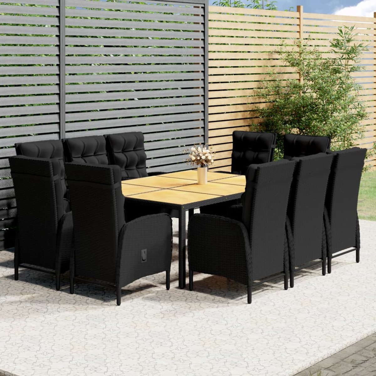 Vidaxl 11-delige Tuinset Poly Rattan - Zwart