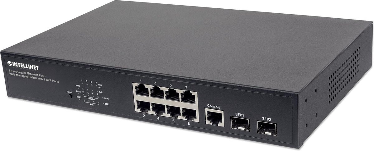 Intellinet 561167 Managed Gigabit Ethernet (10/100/1000) Power over Ethernet (PoE) netwerk-switch - Zwart