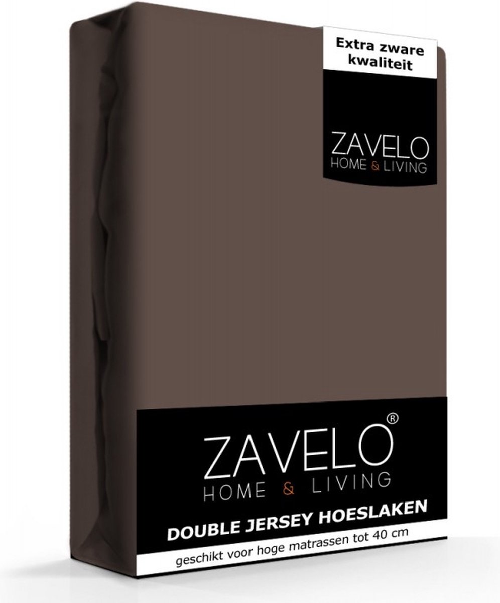Slaaptextiel Zavelo Double Jersey Hoeslaken Warm Taupe-lits-jumeaux (180x220 Cm)