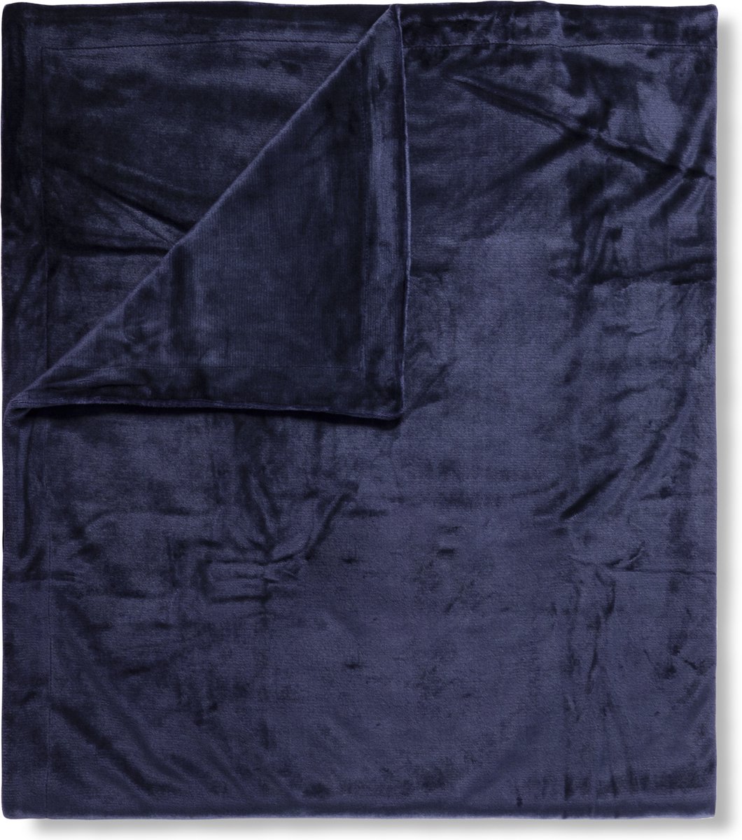 Hip Plaid Effen Denimblauw 160x180 Cm - Beige