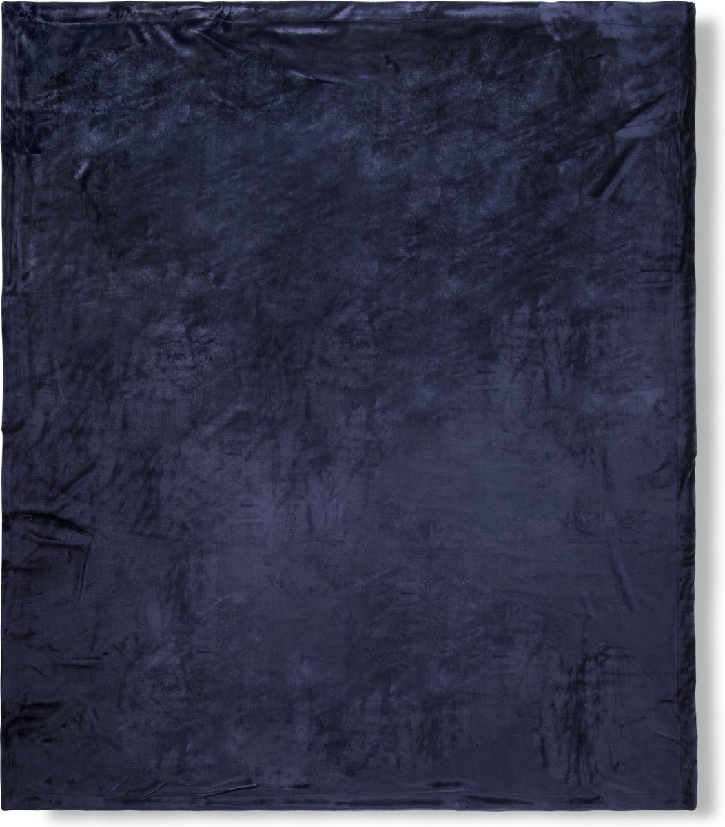 Hip Plaid Effen Denimblauw 160x180 Cm - Beige