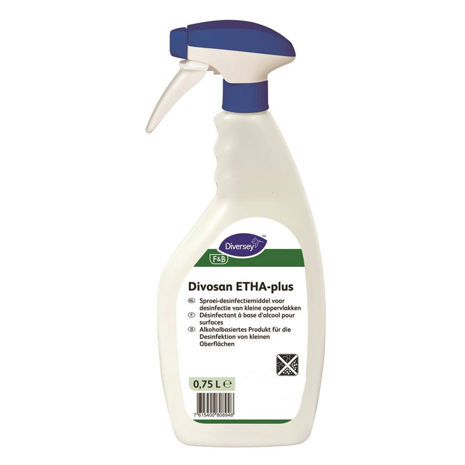 Huismerk Divosan Etha-plus Desinfectie 6x750ml +2 Triggers