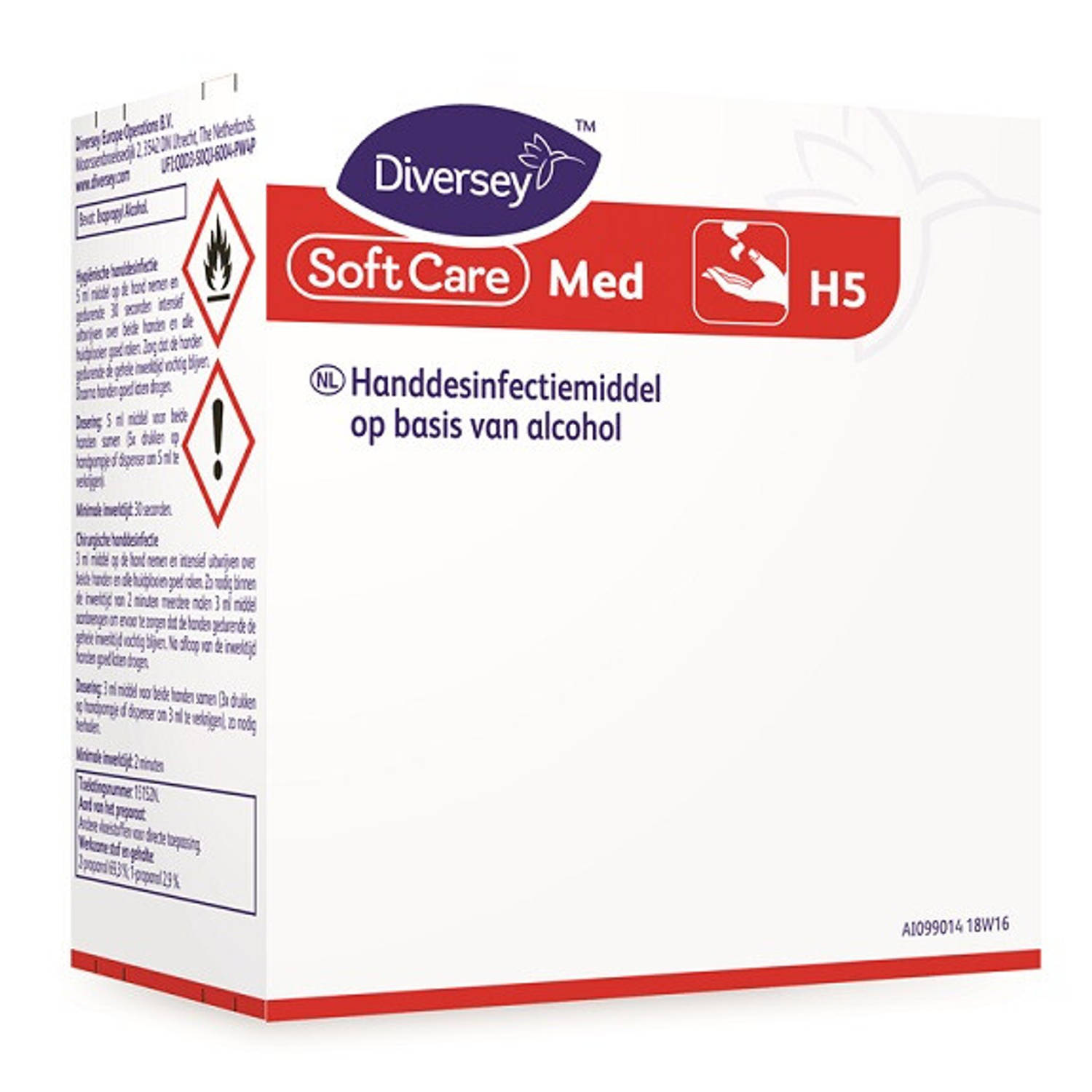 Huismerk Diversey Soft Care Med+ H5 Desinfectiegel 6x800ml