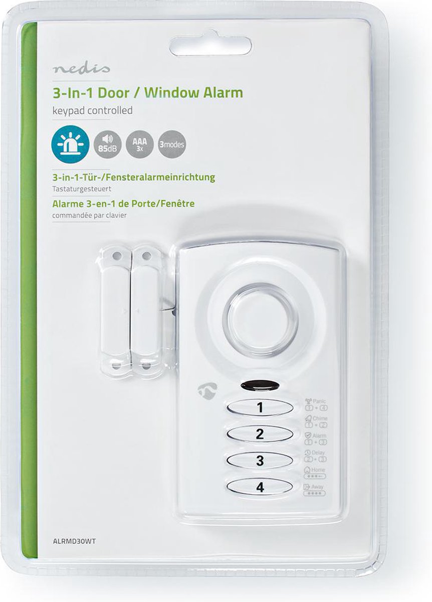Nedis Deurstop-raamalarm - Alrmd30wt - Wit