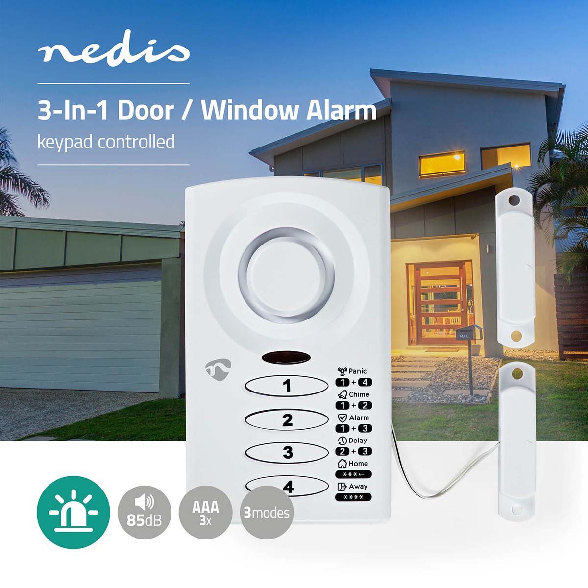 Nedis Deurstop-raamalarm - Alrmd30wt - Wit