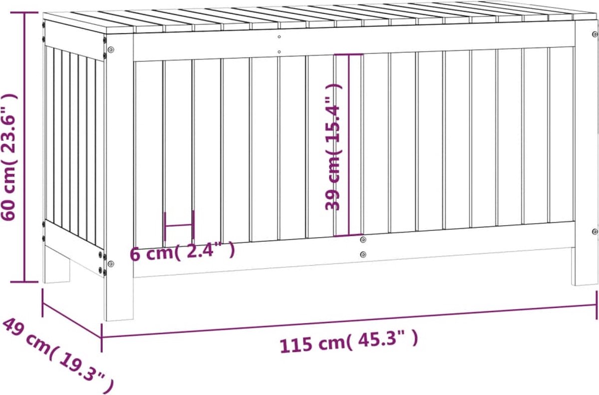 Vidaxl Tuinbox 115x49x60 Cm Massief Grenenhout - Zwart
