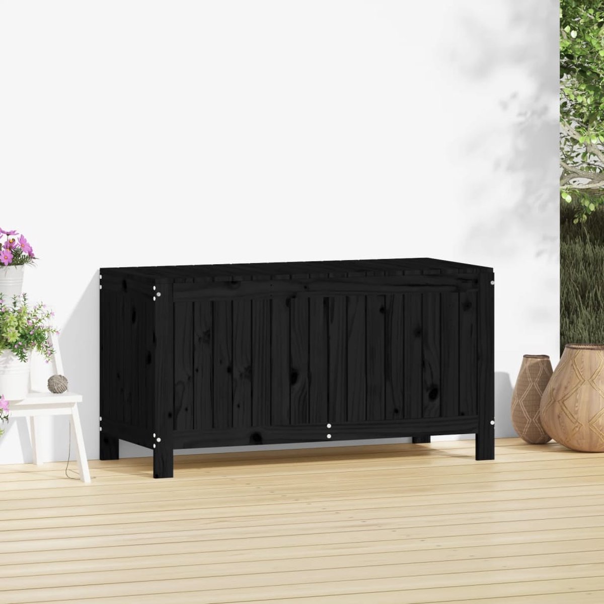 Vidaxl Tuinbox 115x49x60 Cm Massief Grenenhout - Zwart