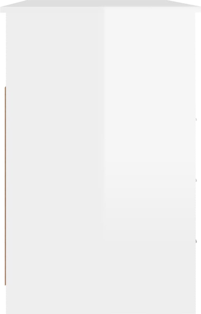 Vidaxl Bureau Met Lades 102x50x76 Cm Bewerkt Hout Hoogglans Wit