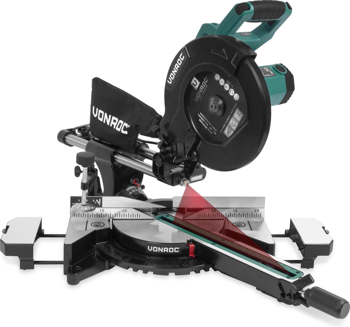 Vonroc Pro Afkortzaag 2200w - Ø255mm - Zaagcapaciteit 340mm