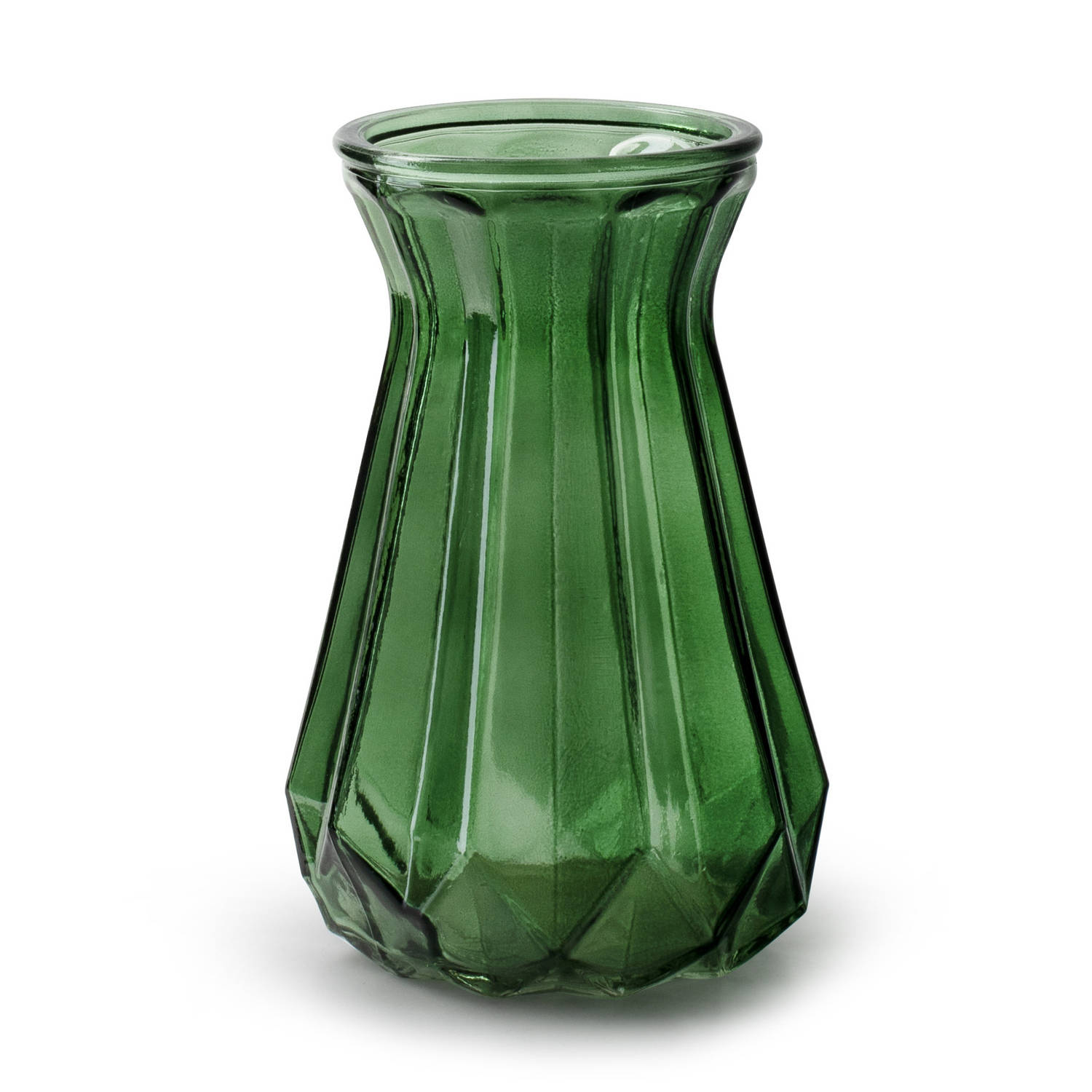 Bloemenvaas/transparant Glas - H18 X D11.5 Cm - Vazen - Groen