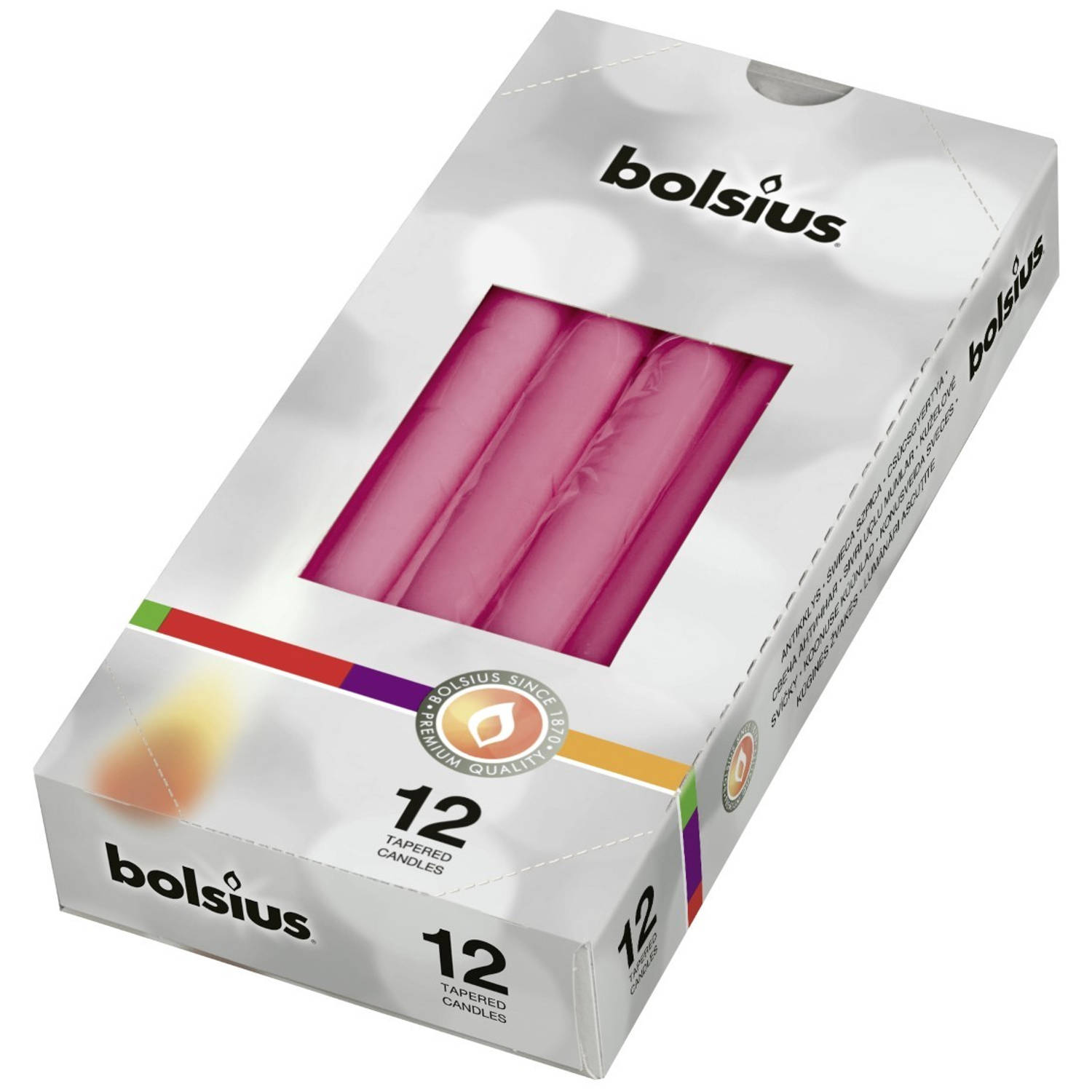 Bolsius 5 Stuks Gotische Kaarsen Doos 12 Fuchsia. - Roze